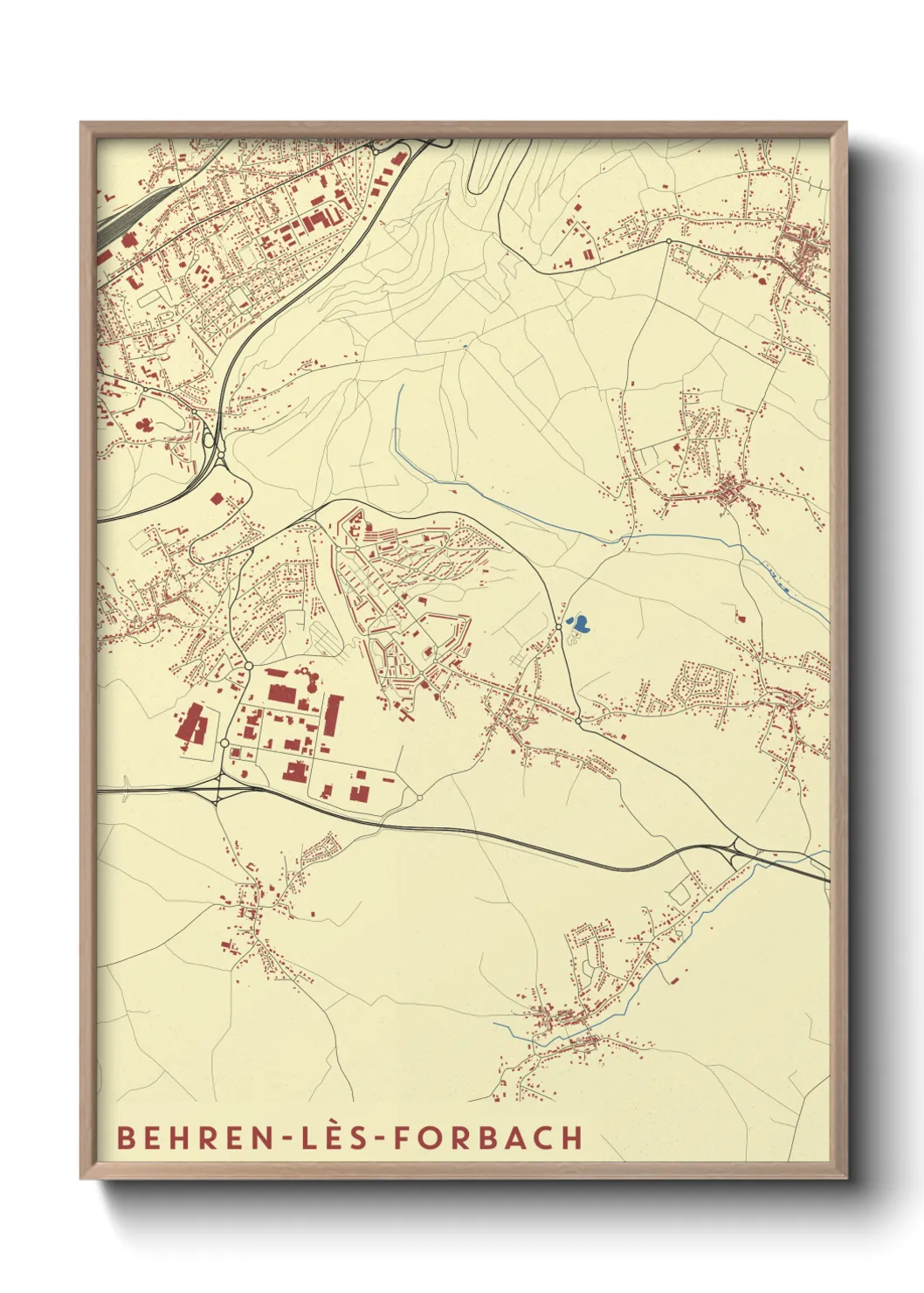 Une affiche de carte sur Behren-lès-Forbach