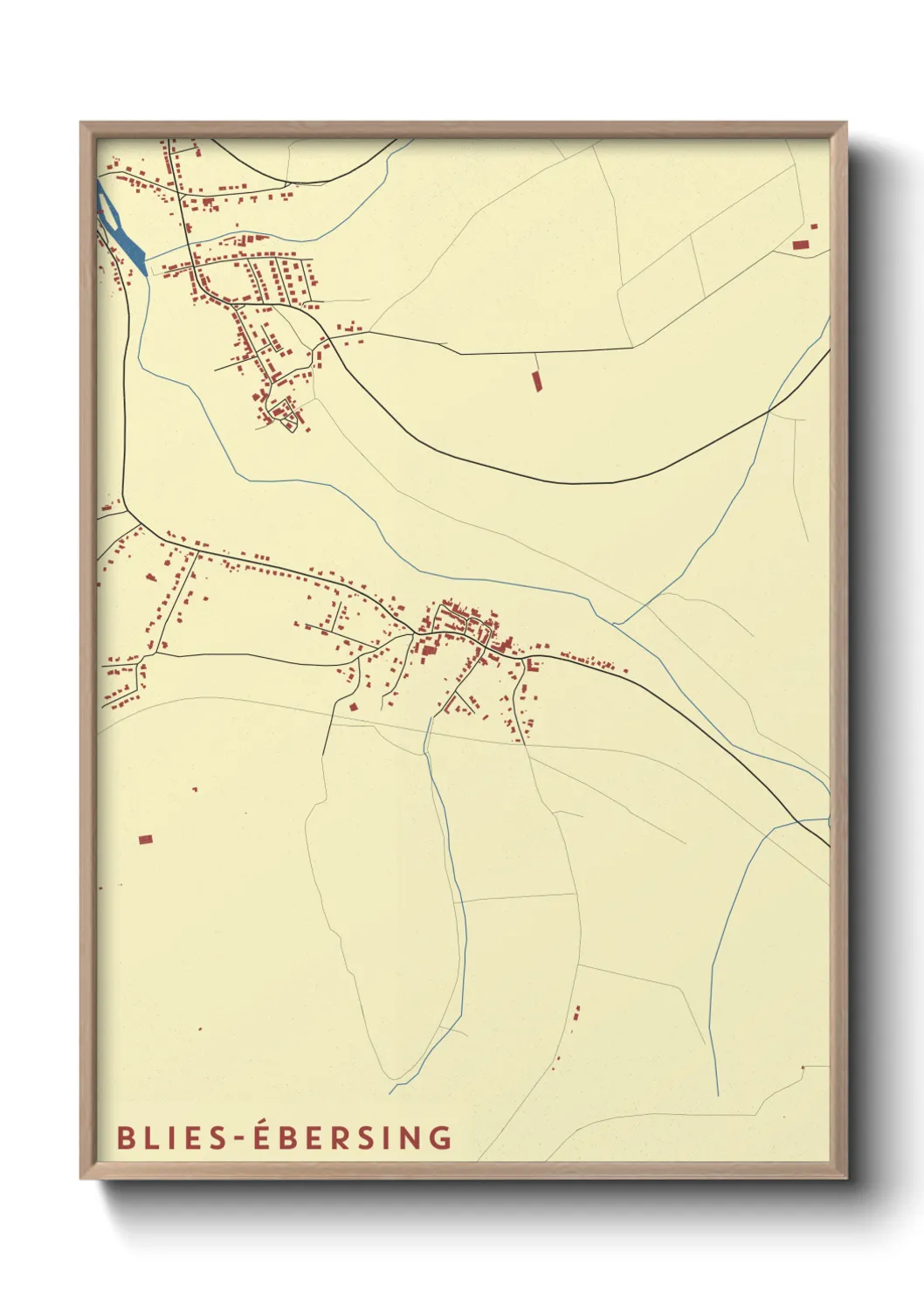 Une affiche de carte sur Blies-Ébersing