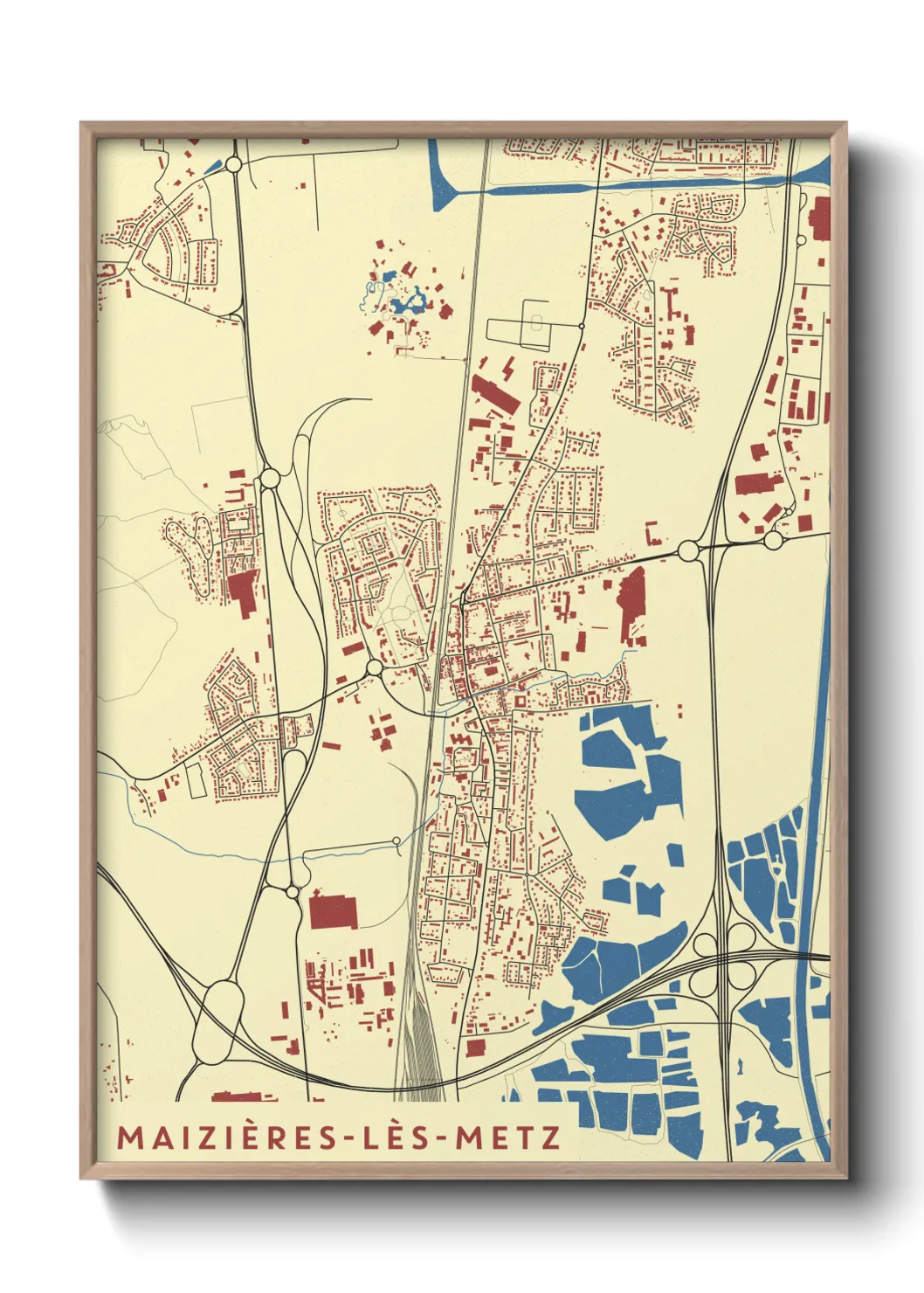 Une affiche de carte sur Maizières-lès-Metz