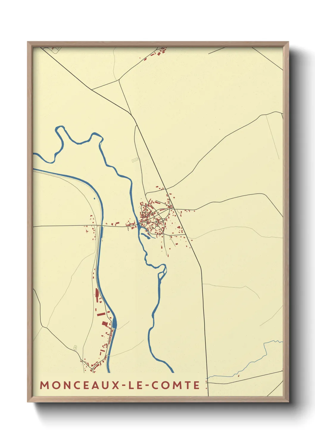 Une affiche de carte sur Monceaux-le-Comte