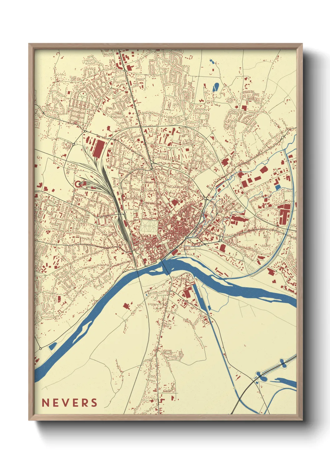 Une affiche de carte sur Nevers