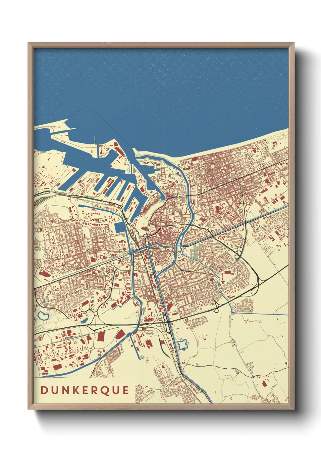 Une affiche de carte sur Dunkerque