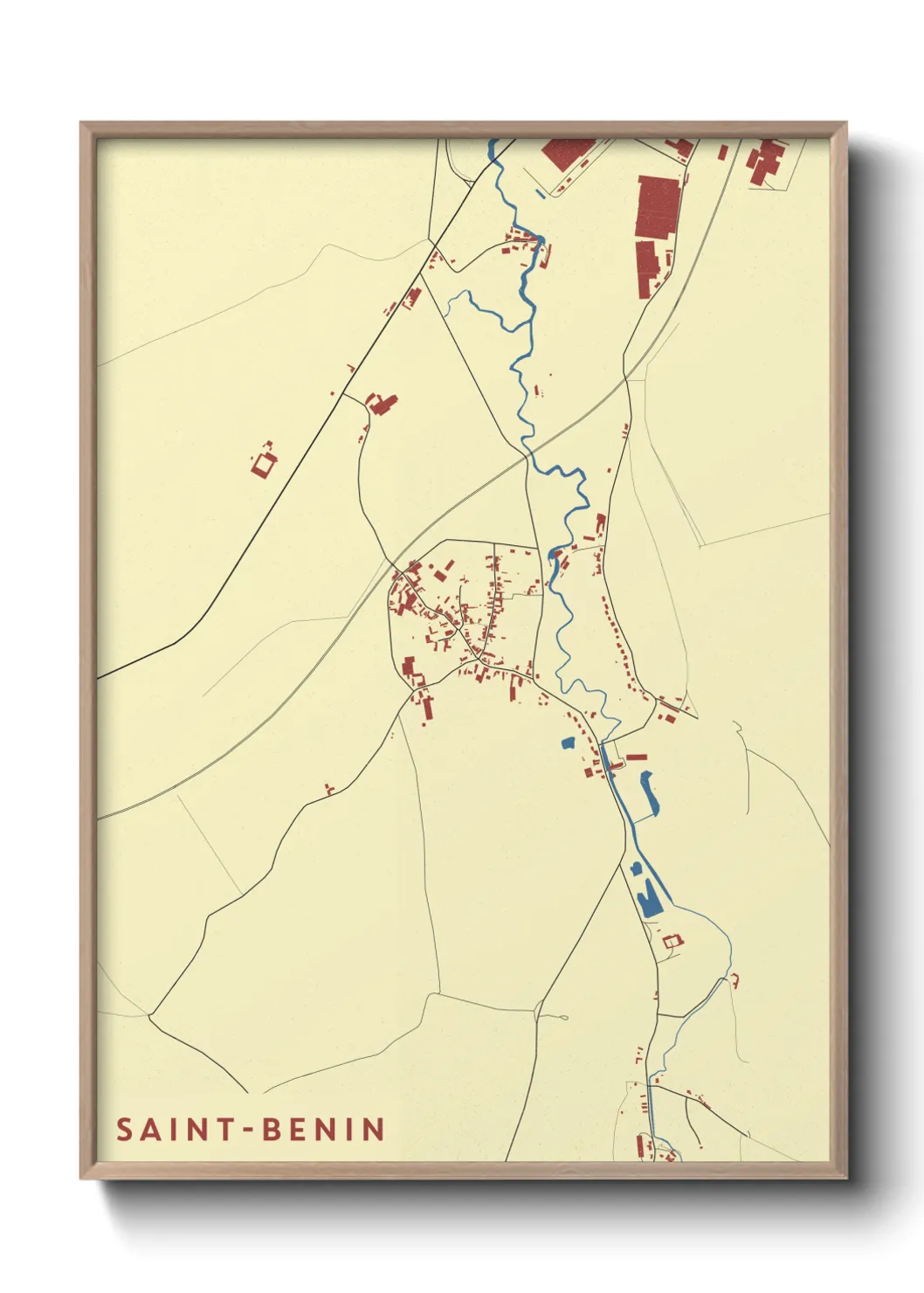 Une affiche de carte sur Saint-Benin