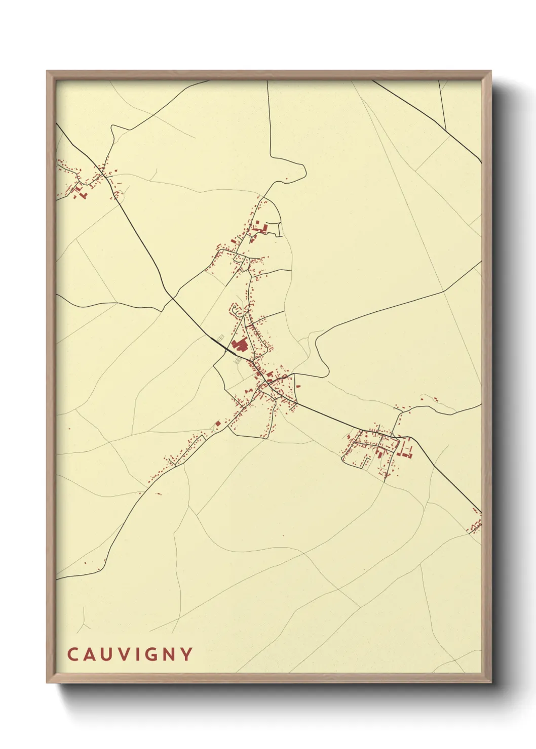 Une affiche de carte sur Cauvigny