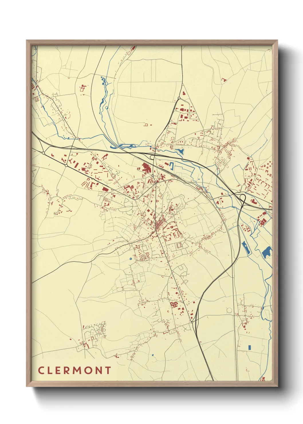 Une affiche de carte sur Clermont