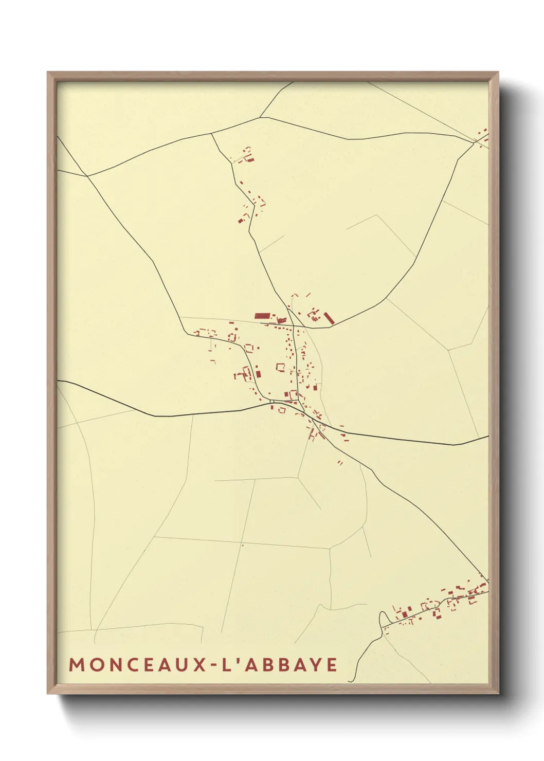 Une affiche de carte sur Monceaux-l'Abbaye
