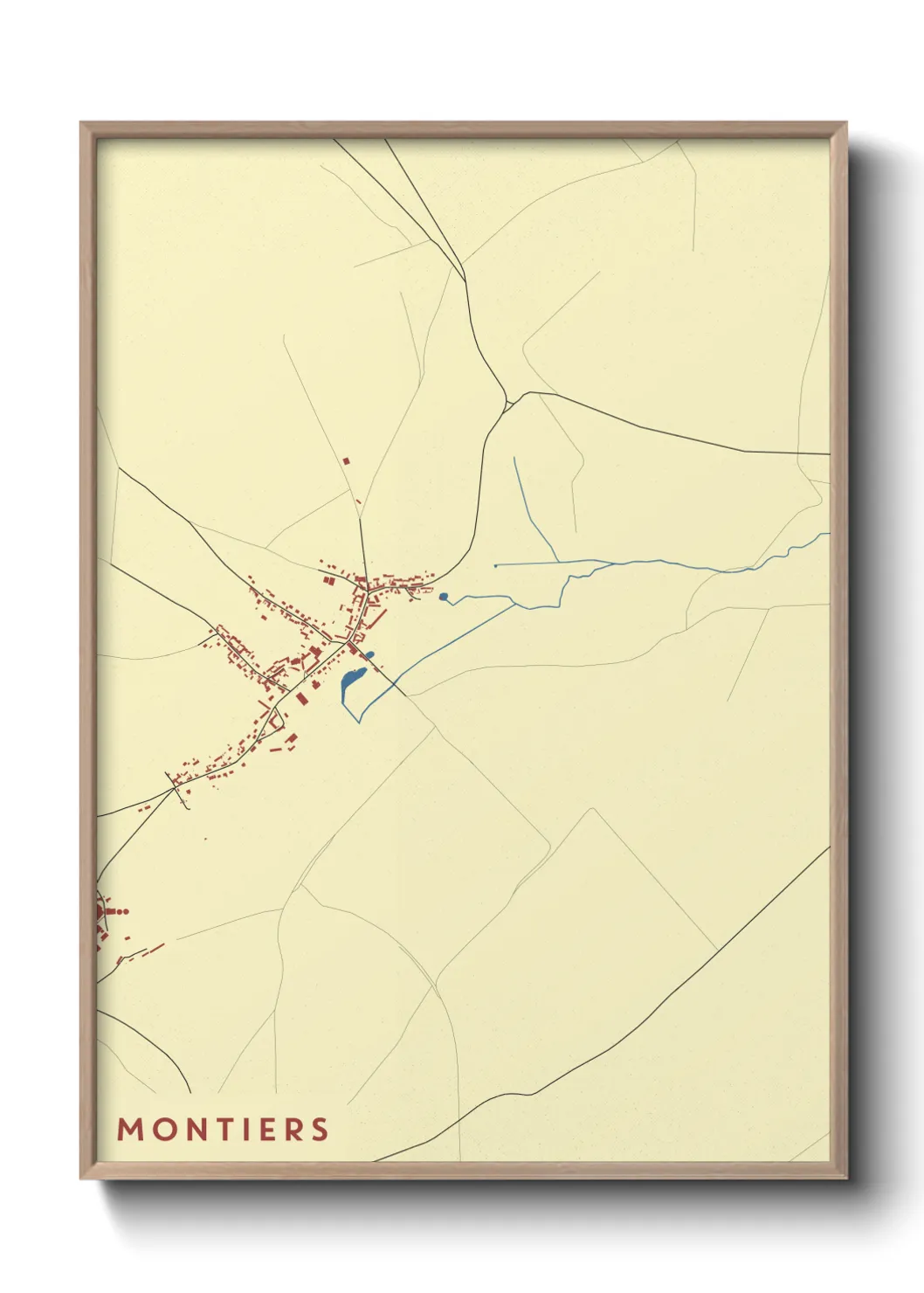 Une affiche de carte sur Montiers