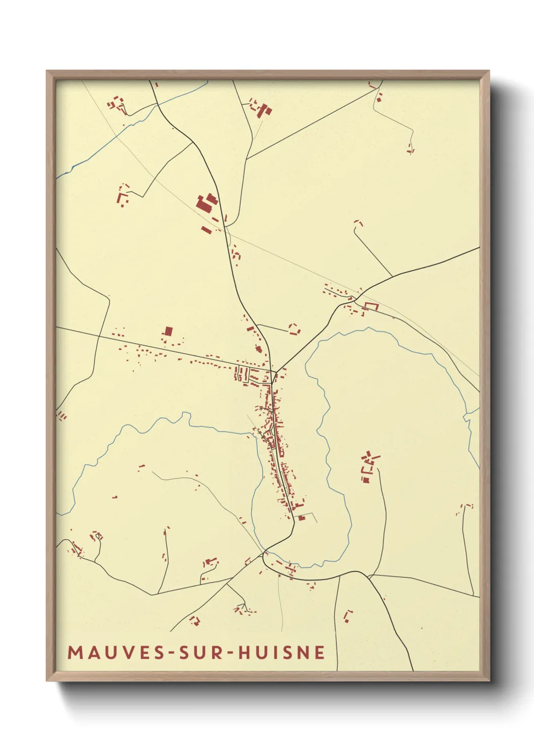 Une affiche de carte sur Mauves-sur-Huisne