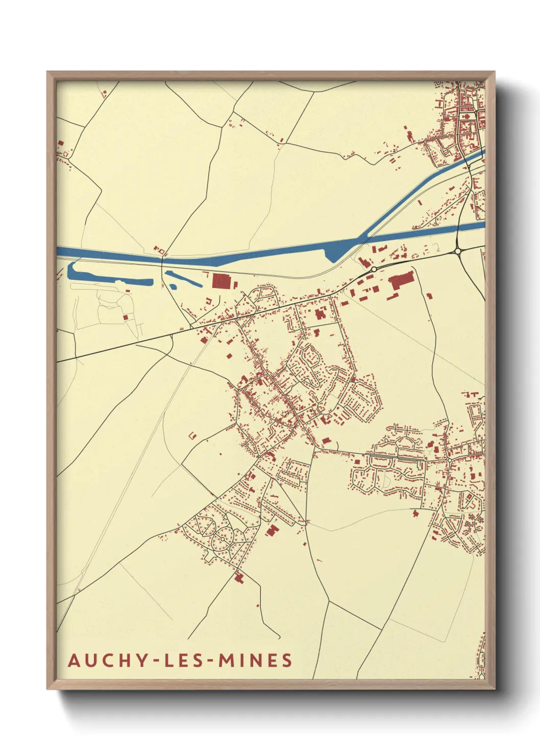 Une affiche de carte sur Auchy-les-Mines