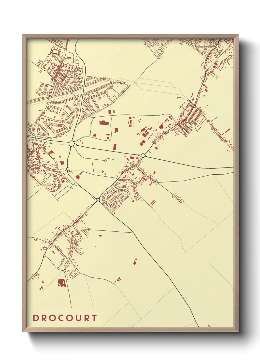 Une affiche de carte sur Drocourt