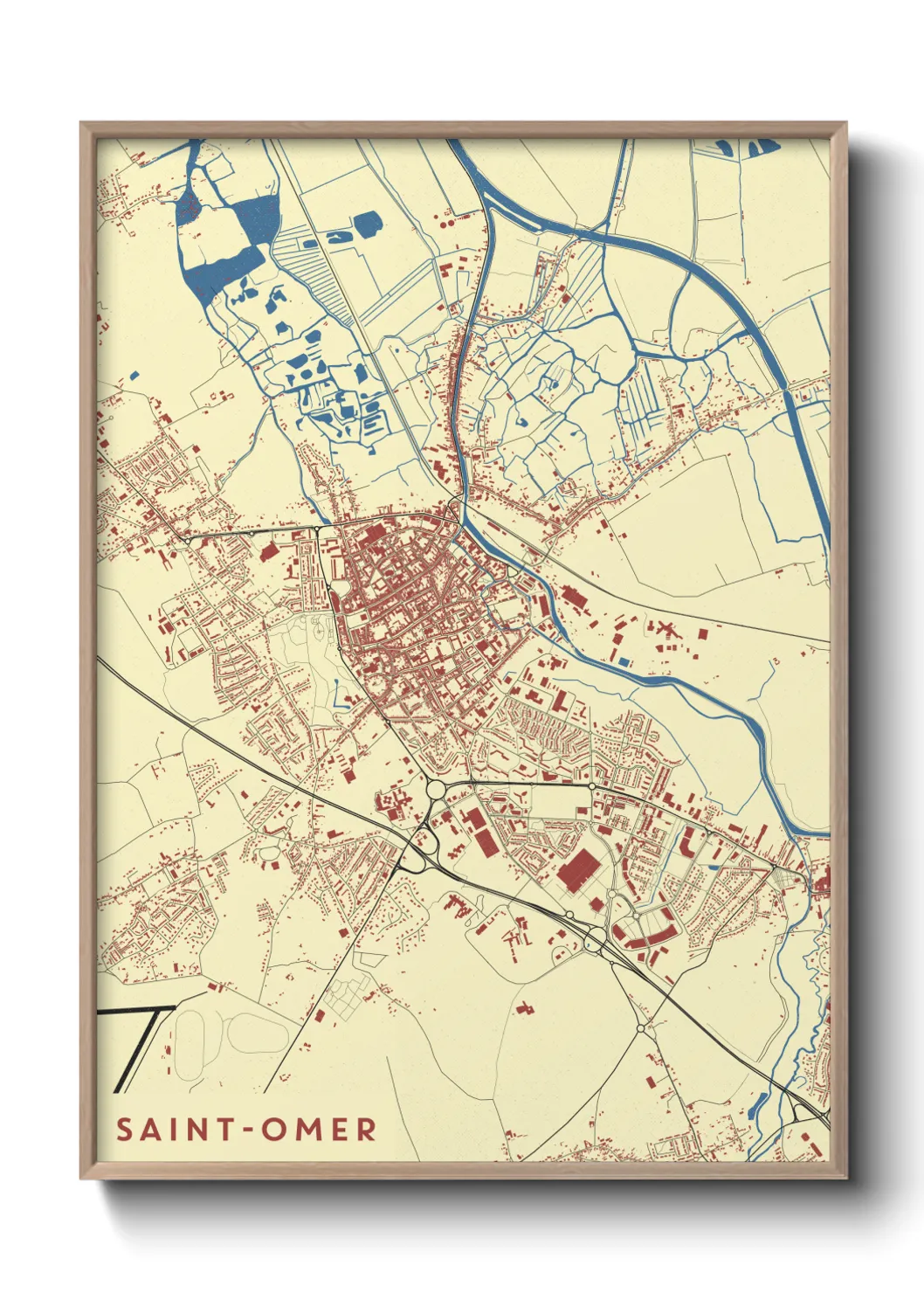 Une affiche de carte sur Saint-Omer