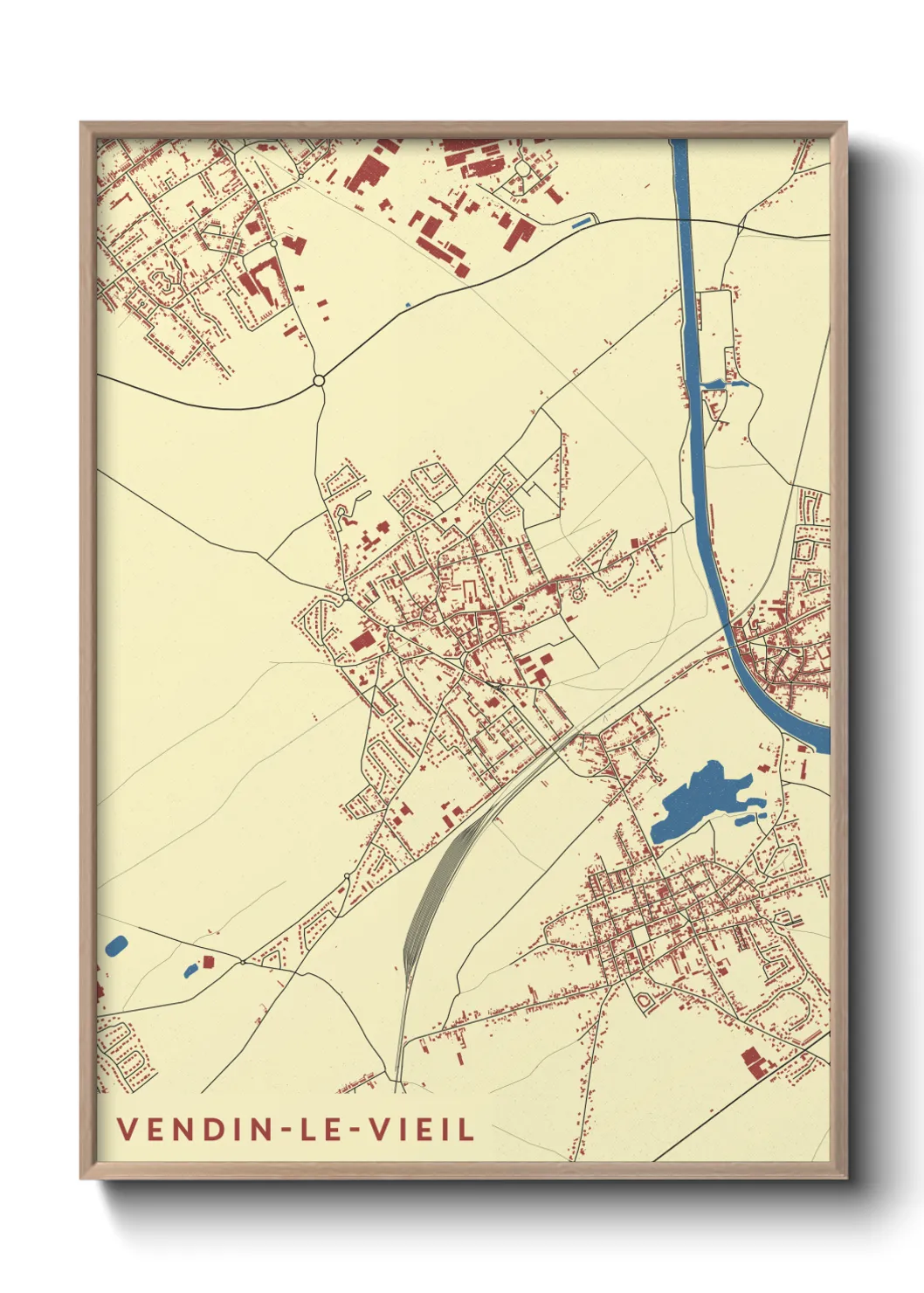 Une affiche de carte sur Vendin-le-Vieil