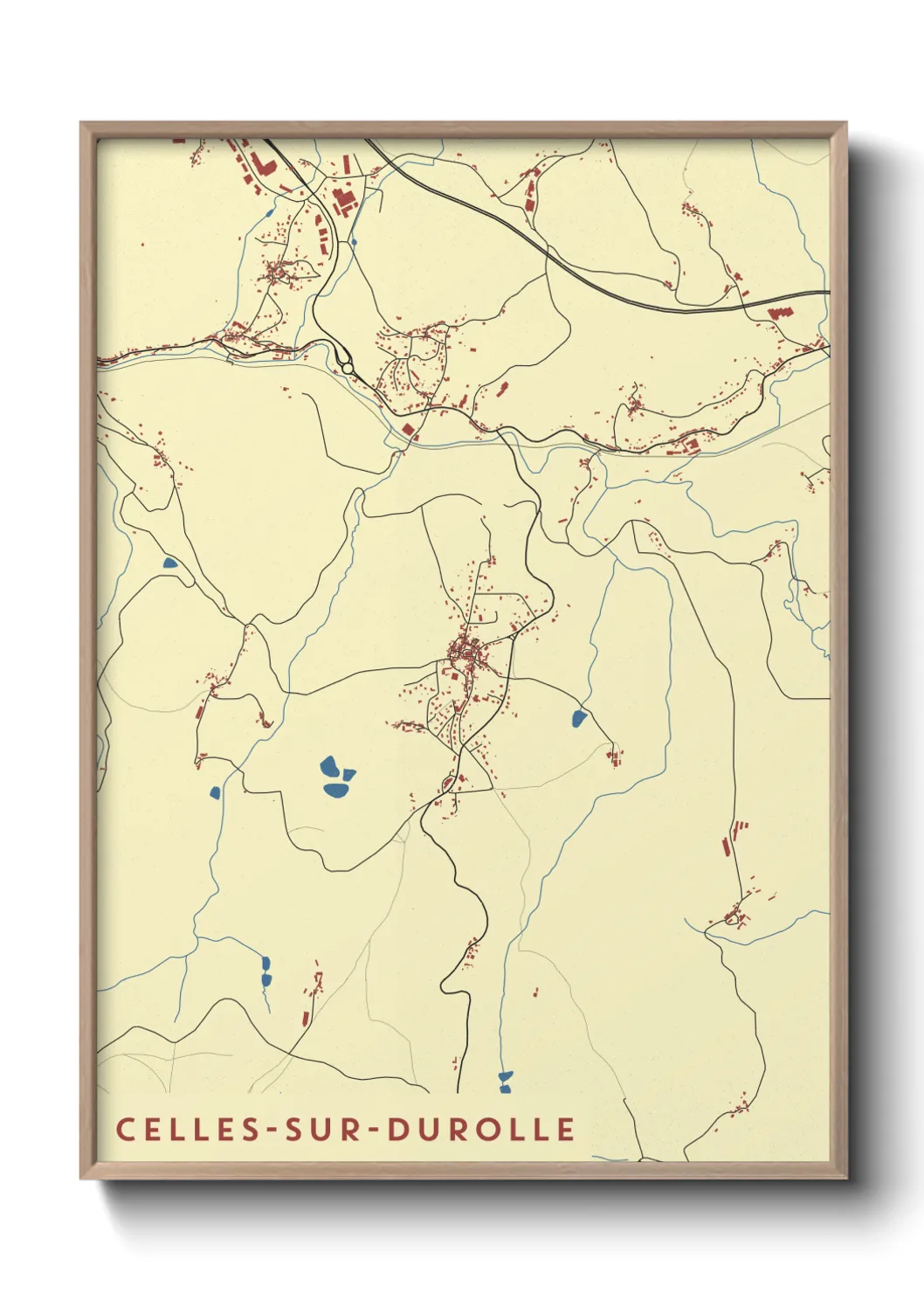 Une affiche de carte sur Celles-sur-Durolle