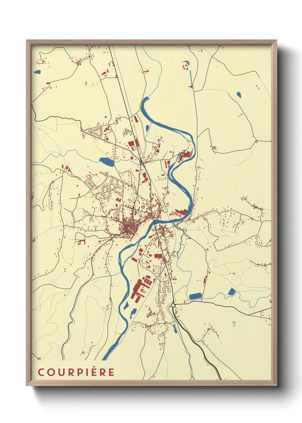 Une affiche de carte sur Courpière