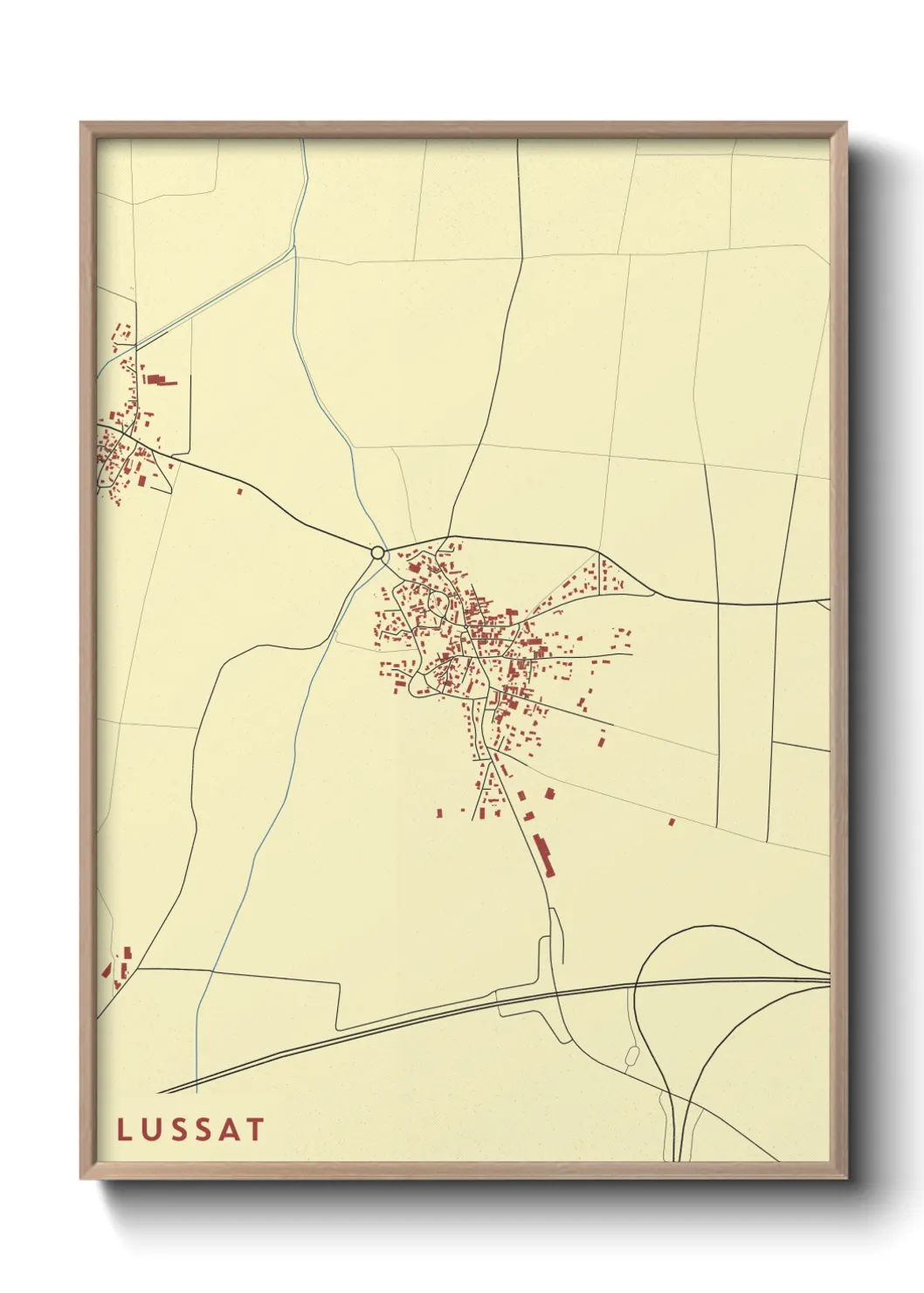 Une affiche de carte sur Lussat