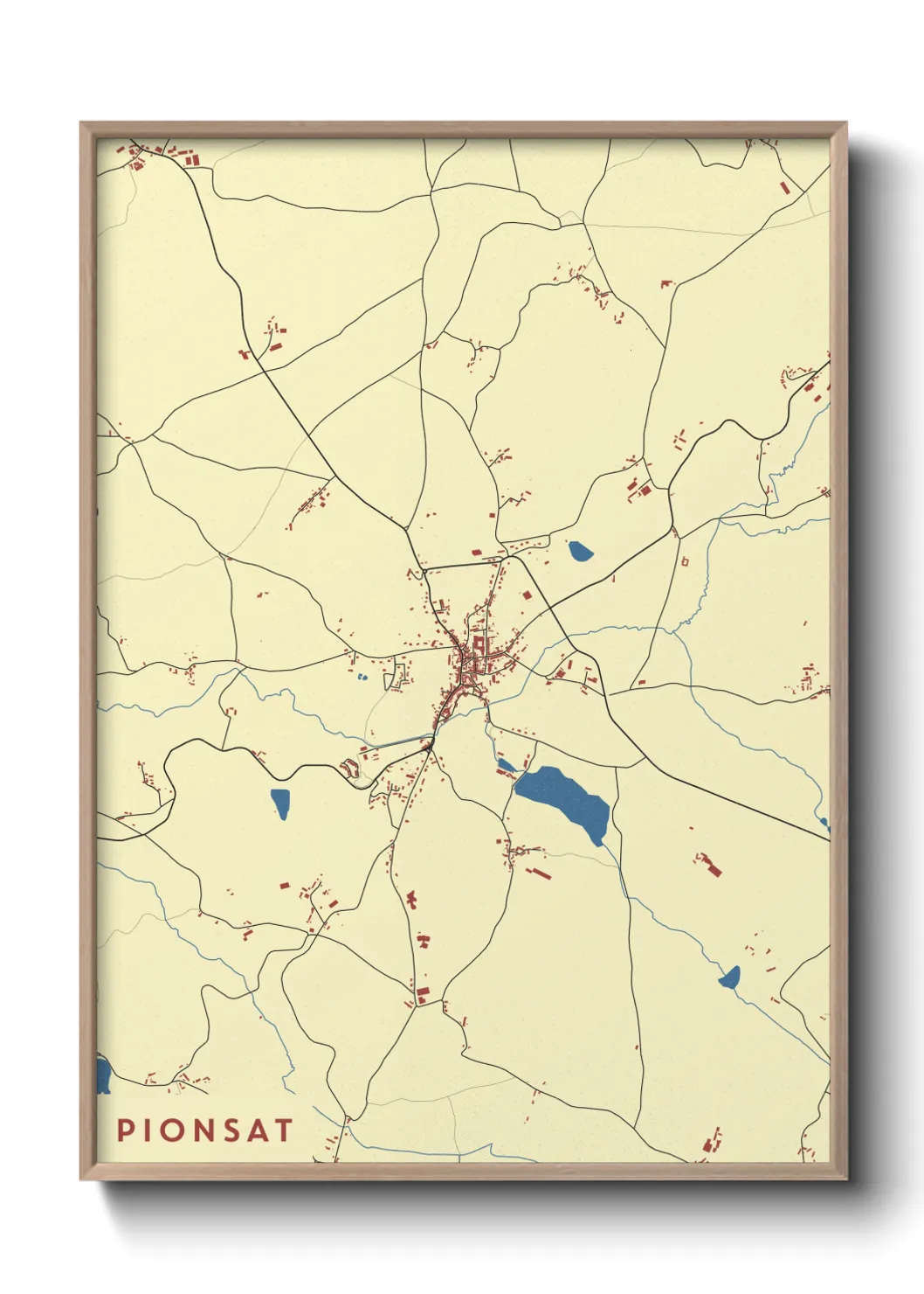 Une affiche de carte sur Pionsat