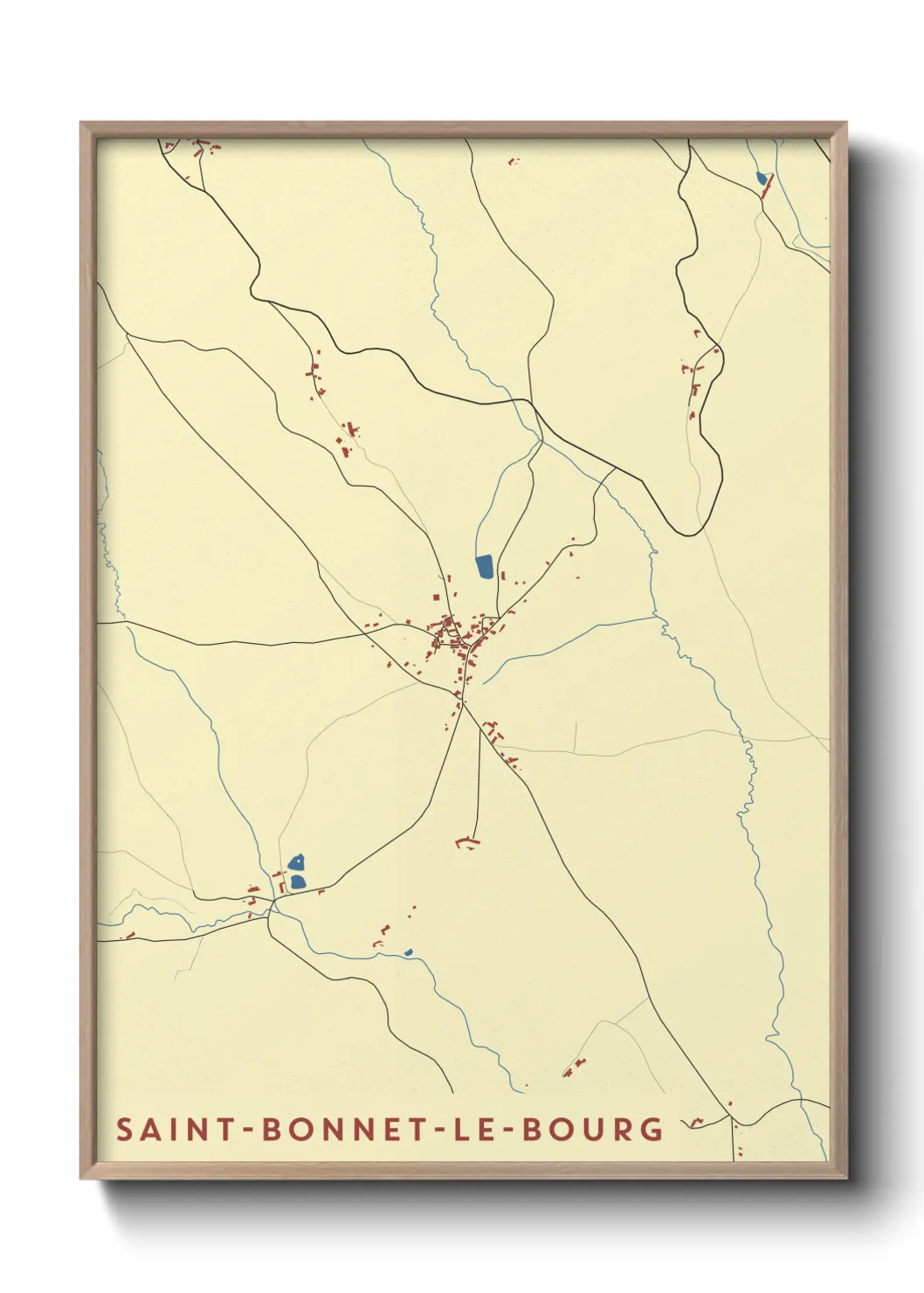 Une affiche de carte sur Saint-Bonnet-le-Bourg
