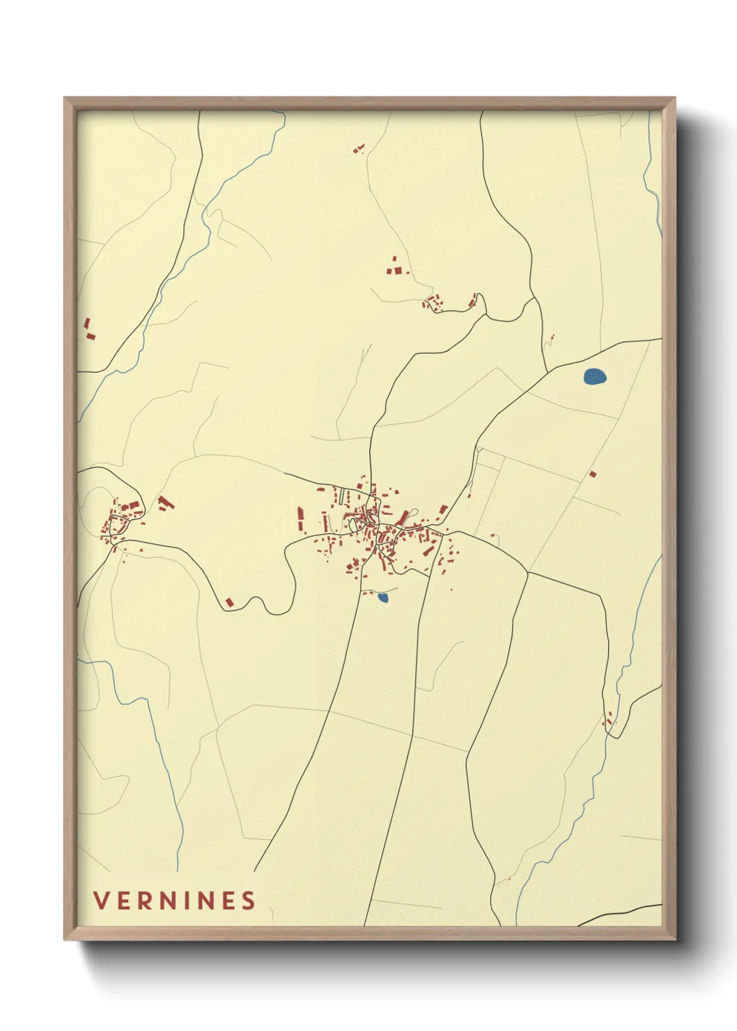 Une affiche de carte sur Vernines