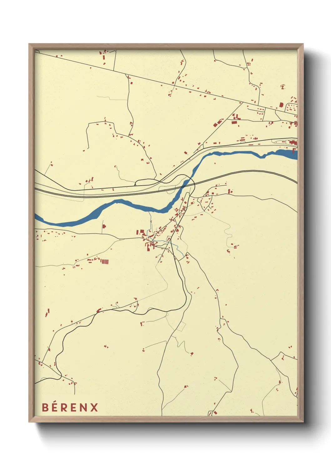 Une affiche de carte sur Bérenx