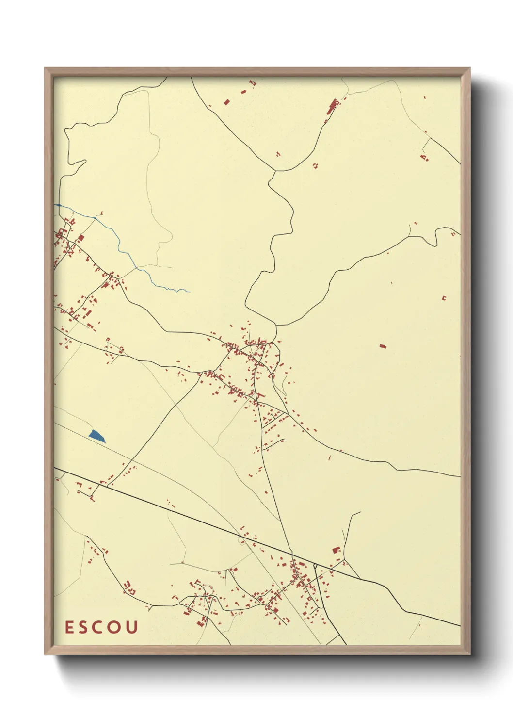 Une affiche de carte sur Escou