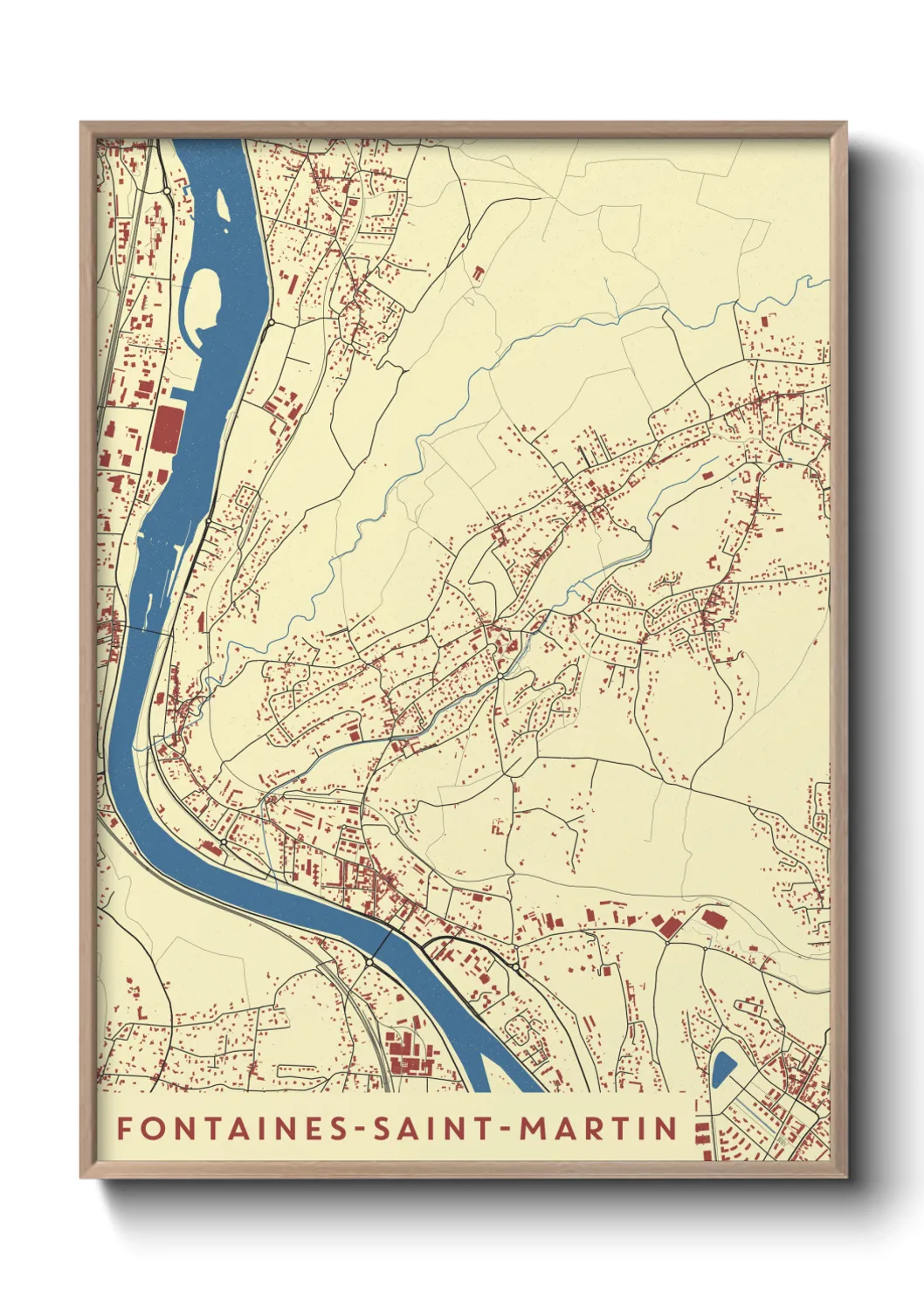 Une affiche de carte sur Fontaines-Saint-Martin