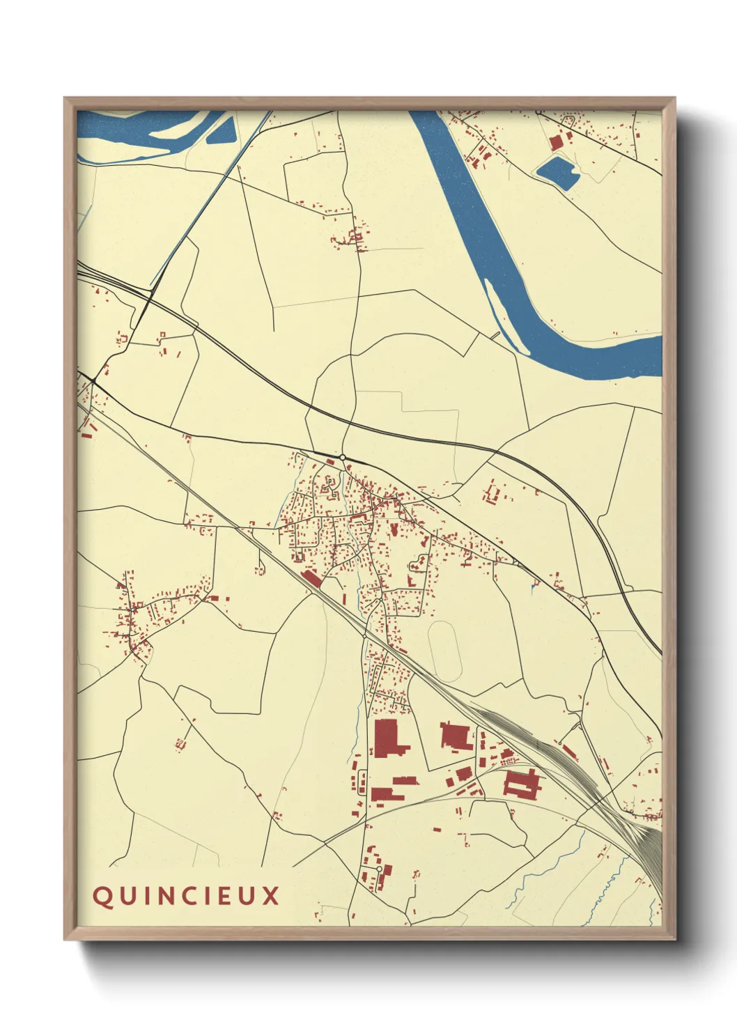 Une affiche de carte sur Quincieux