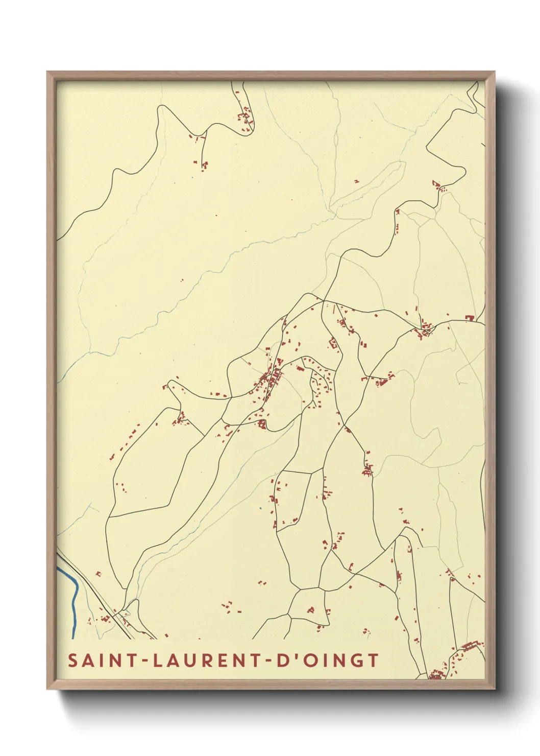 Une affiche de carte sur Saint-Laurent-d'Oingt