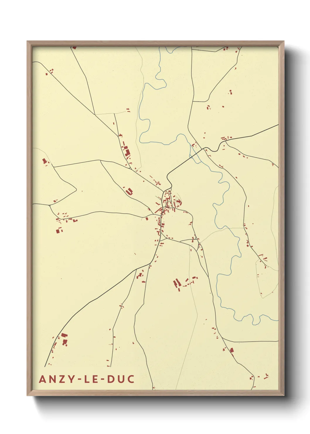 Une affiche de carte sur Anzy-le-Duc