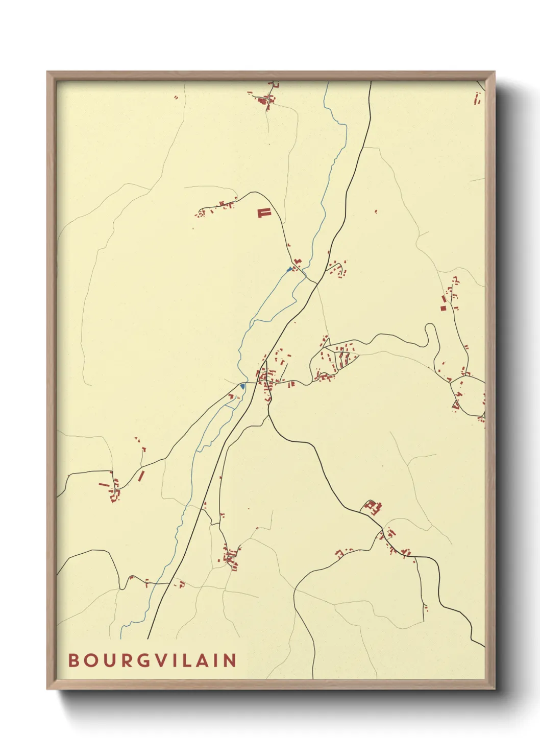 Une affiche de carte sur Bourgvilain