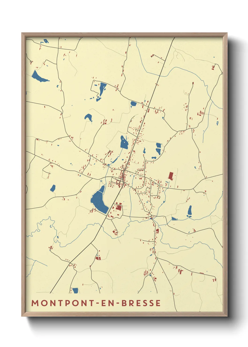 Une affiche de carte sur Montpont-en-Bresse
