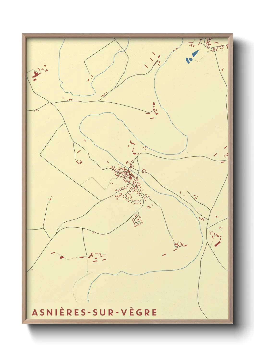 Un poster carteAsnières-sur-Vègre