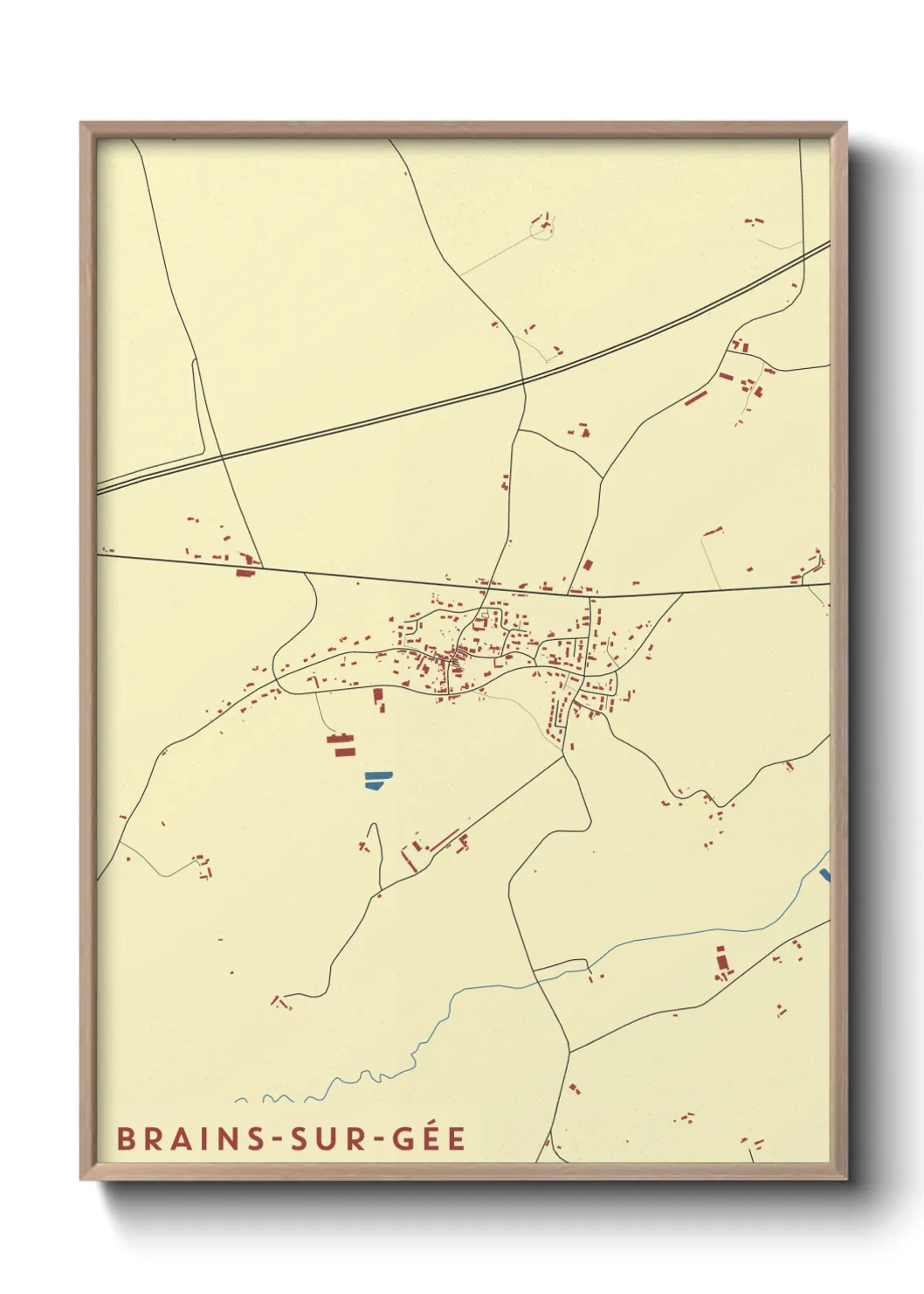 Une affiche de carte sur Brains-sur-Gée