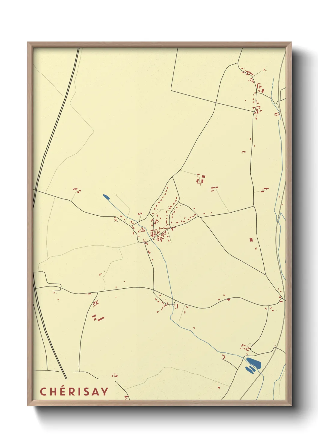 Une affiche de carte sur Chérisay