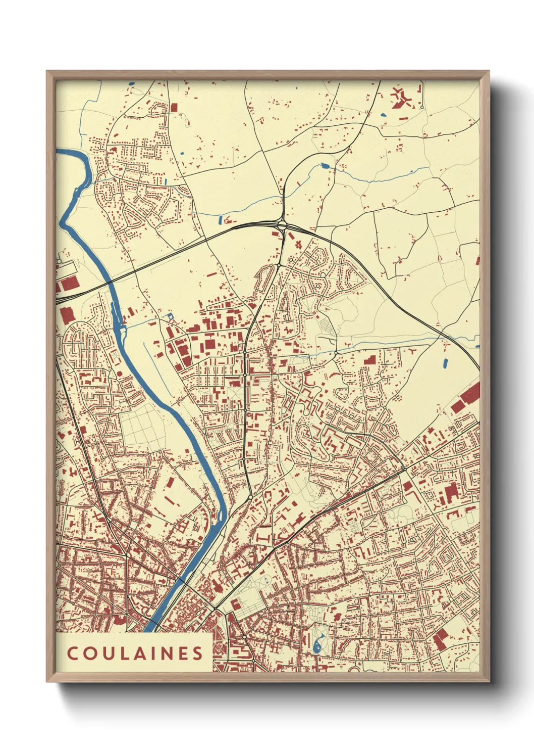 Une affiche de carte sur Coulaines