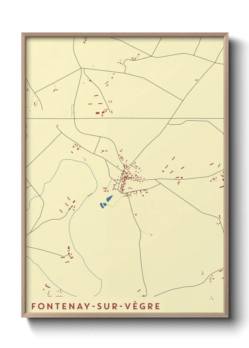 Une affiche de carte sur Fontenay-sur-Vègre