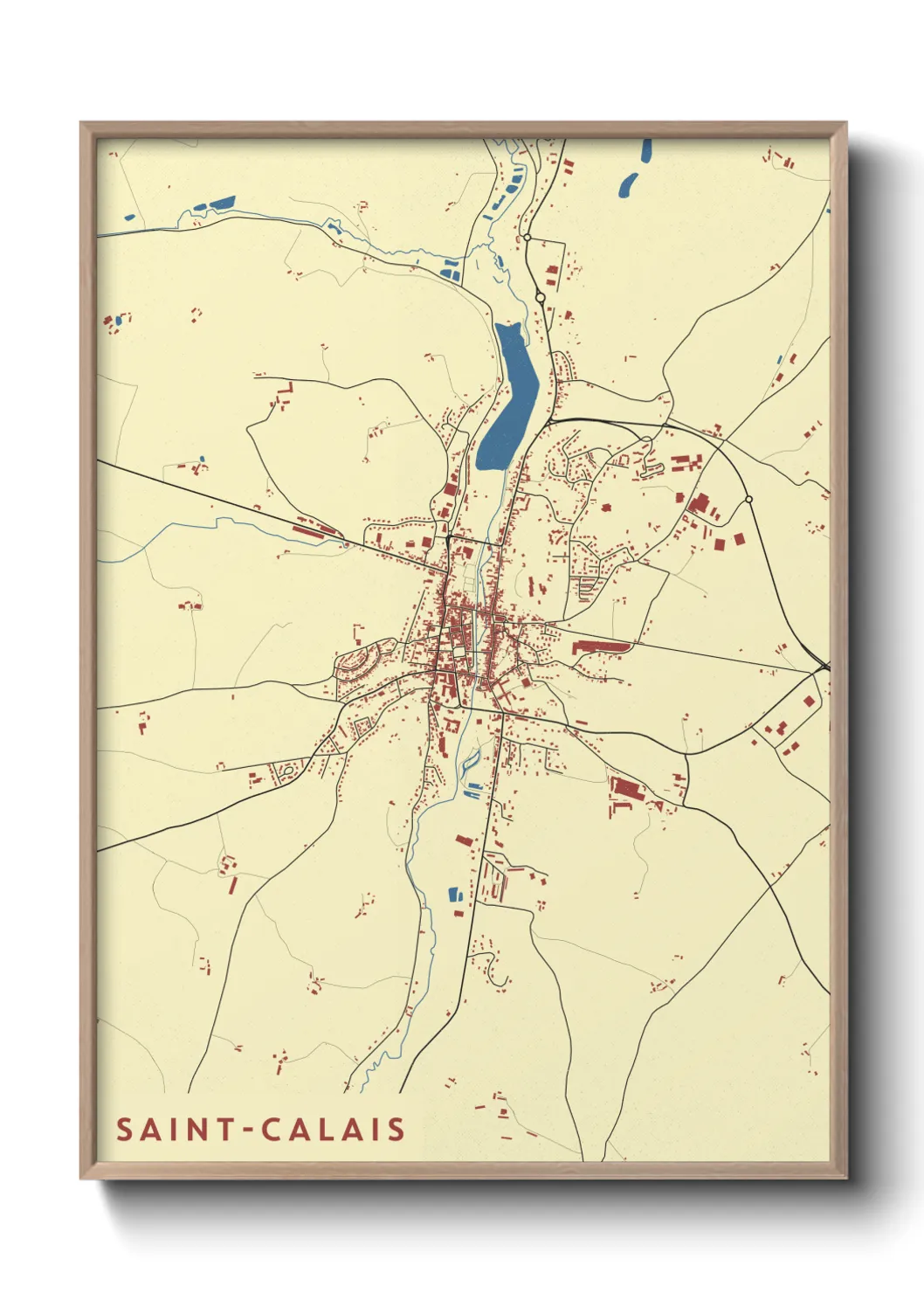 Une affiche de carte sur Saint-Calais