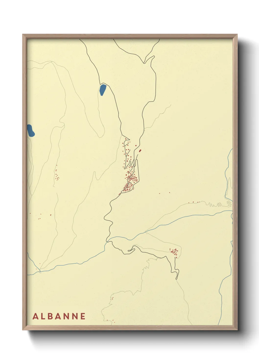 Une affiche de carte sur Albanne