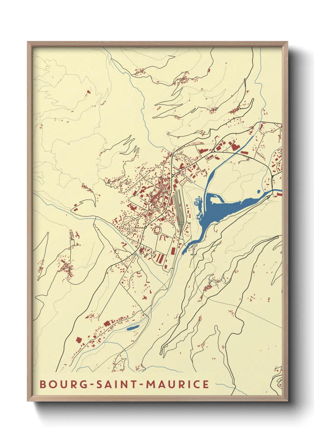 Une affiche de carte sur Bourg-Saint-Maurice