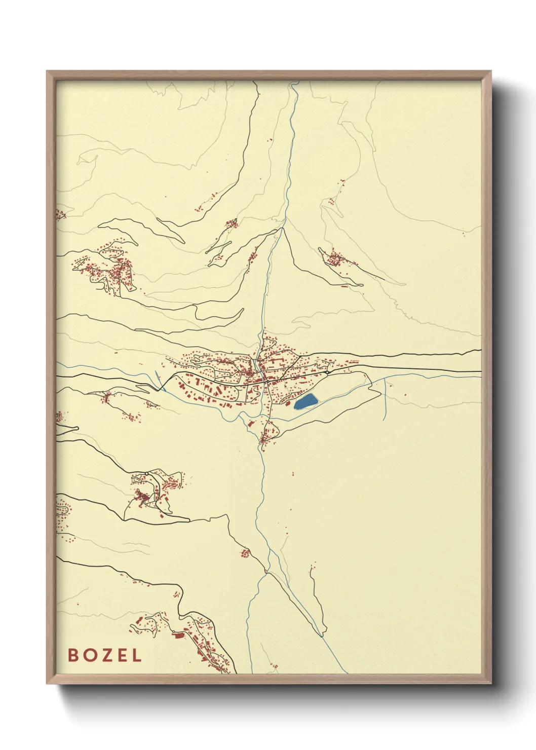 Une affiche de carte sur Bozel