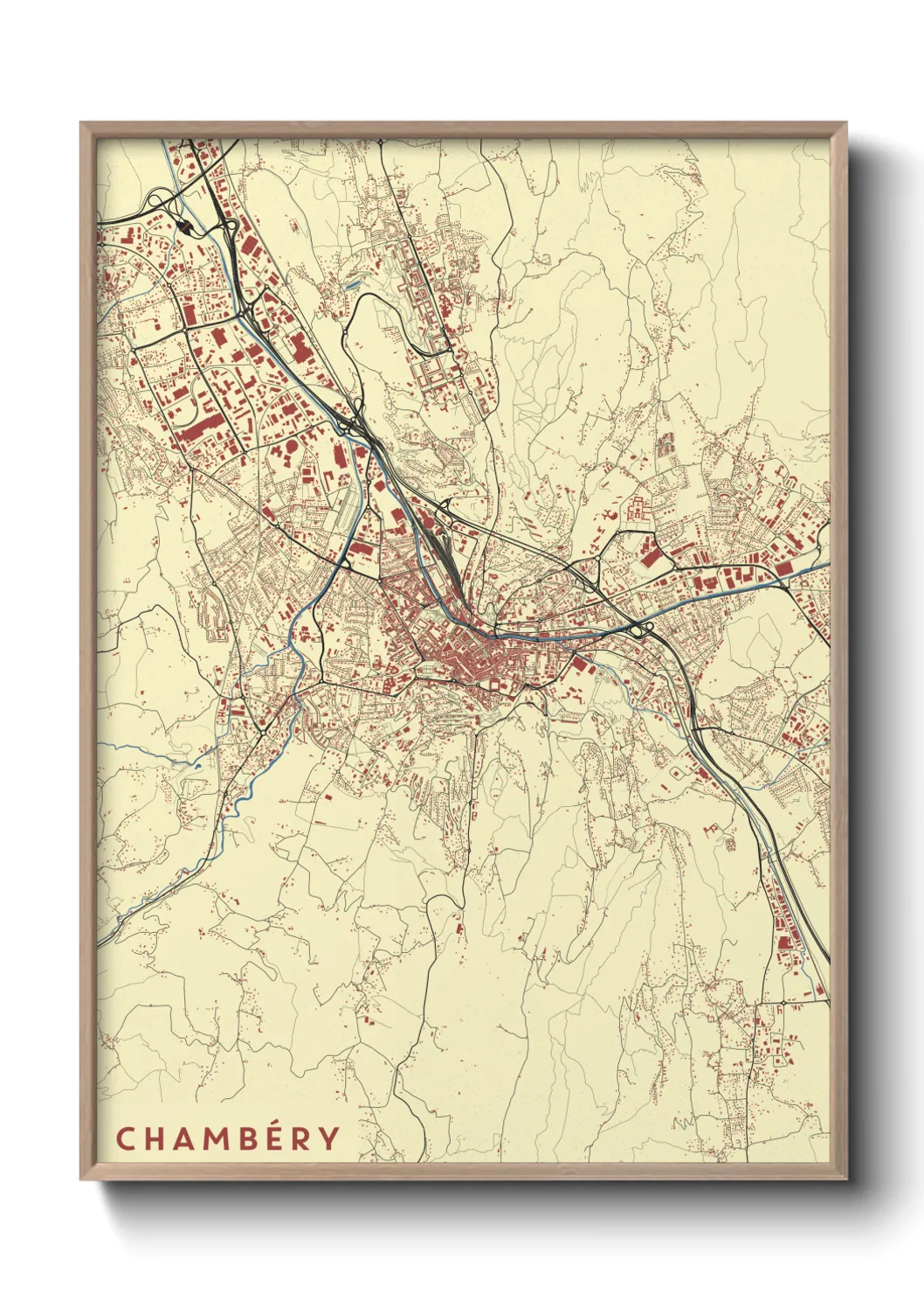 Une affiche de carte sur Chambéry