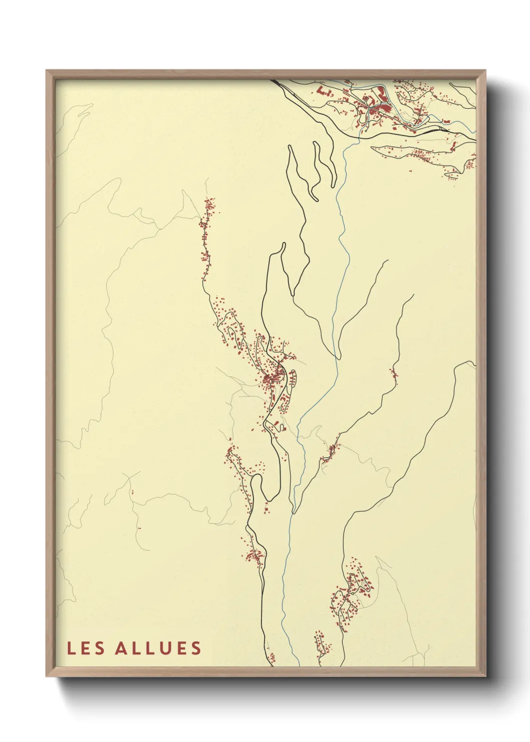 Une affiche de carte sur Les Allues