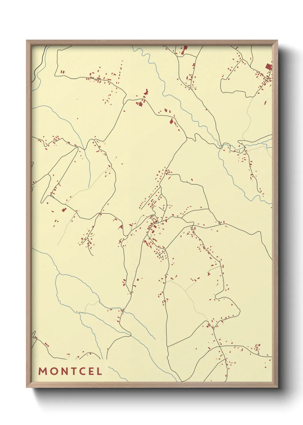 Une affiche de carte sur Montcel