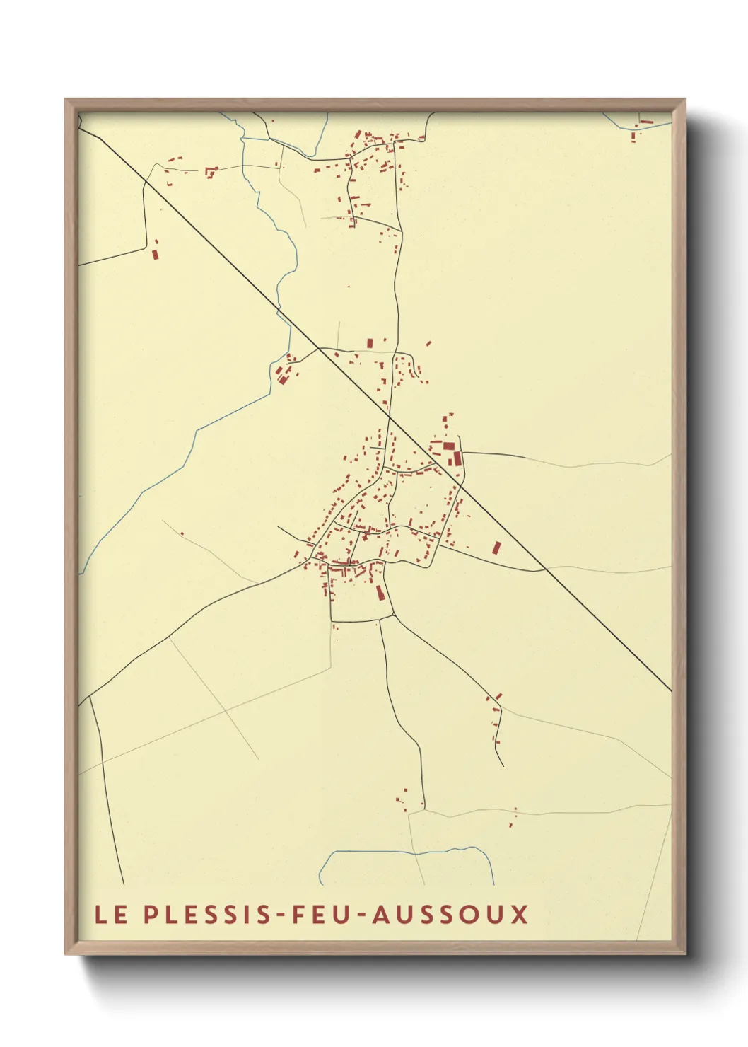 Une affiche de carte sur Le Plessis-Feu-Aussoux
