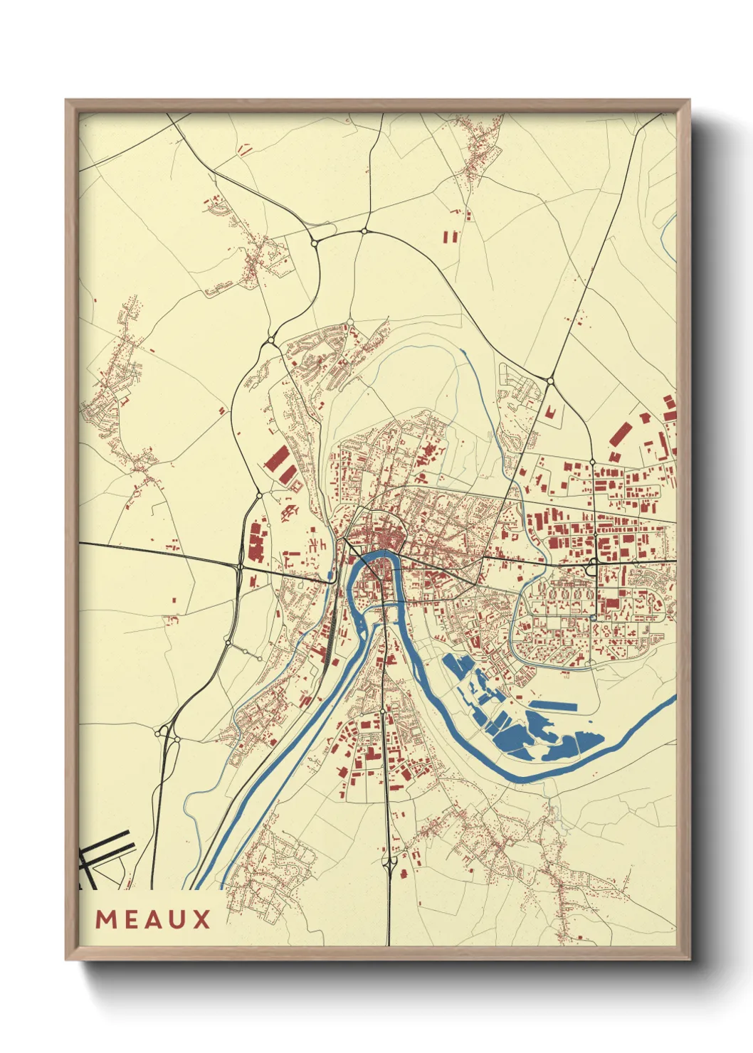 Une affiche de carte sur Meaux
