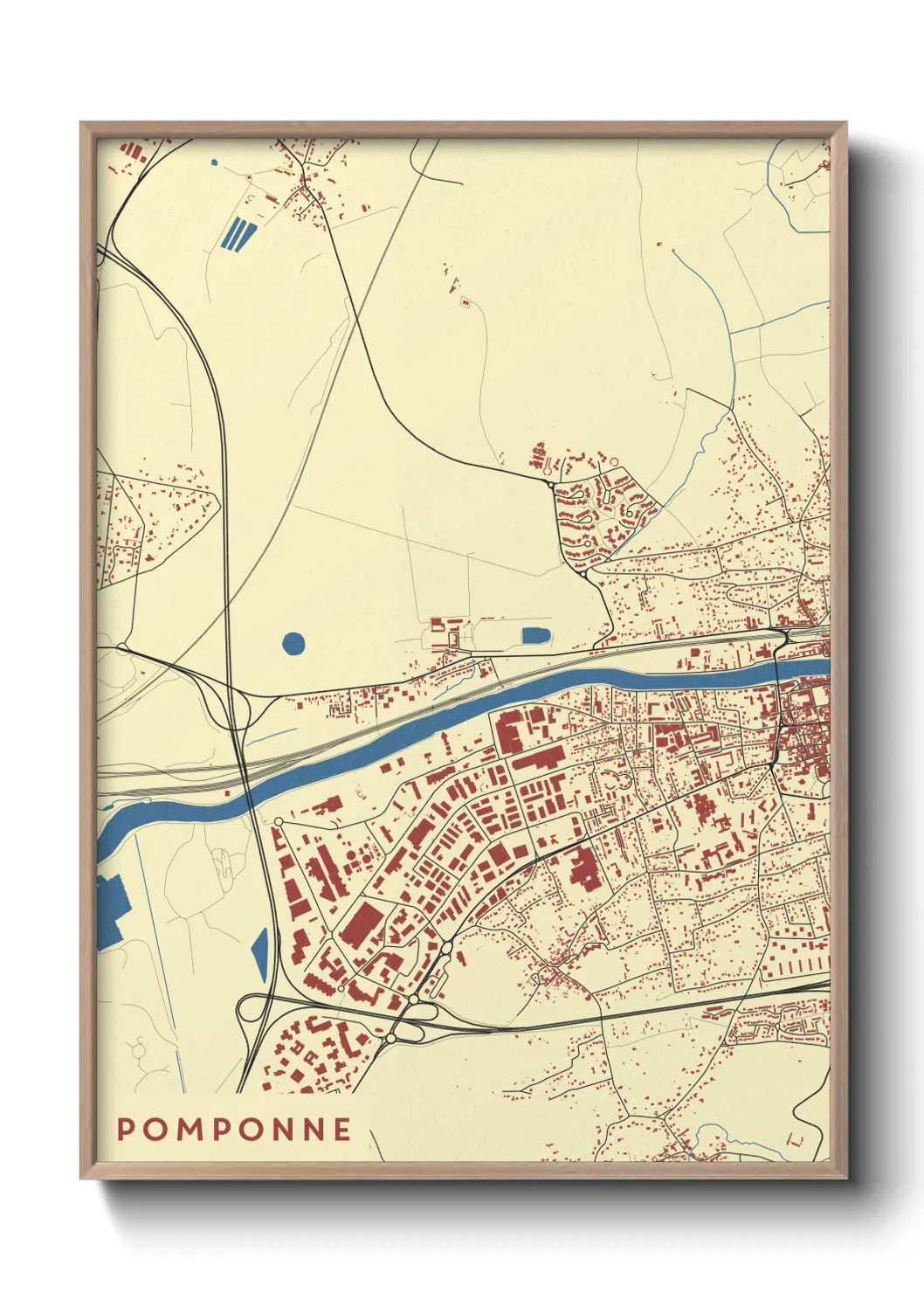 Une affiche de carte sur Pomponne
