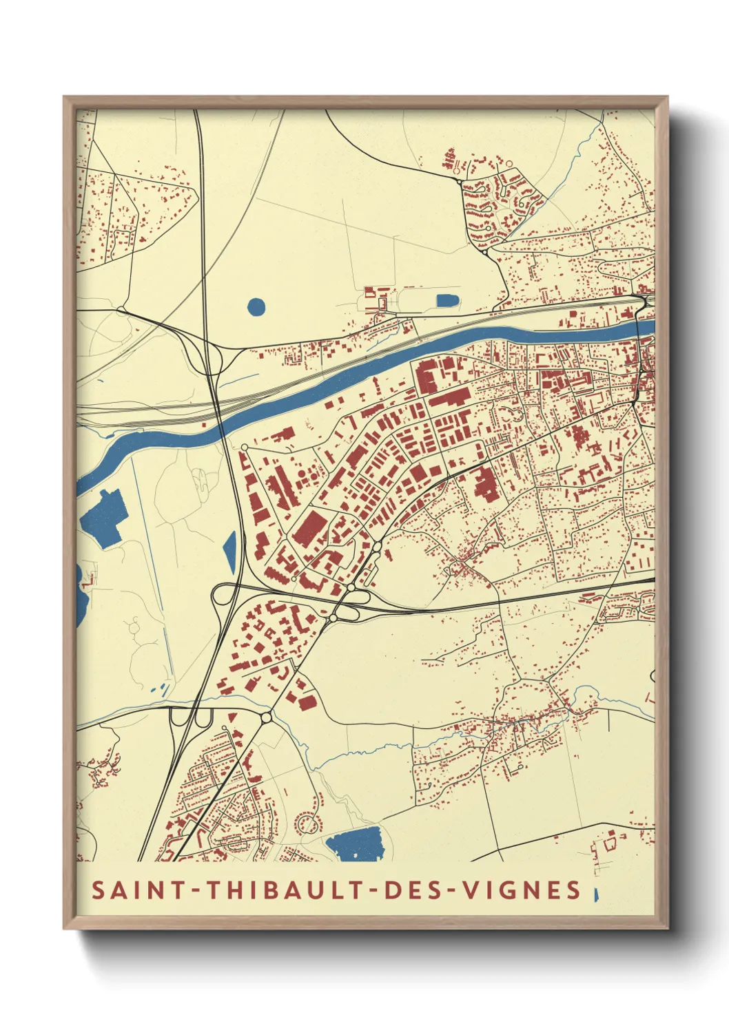 Une affiche de carte sur Saint-Thibault-des-Vignes
