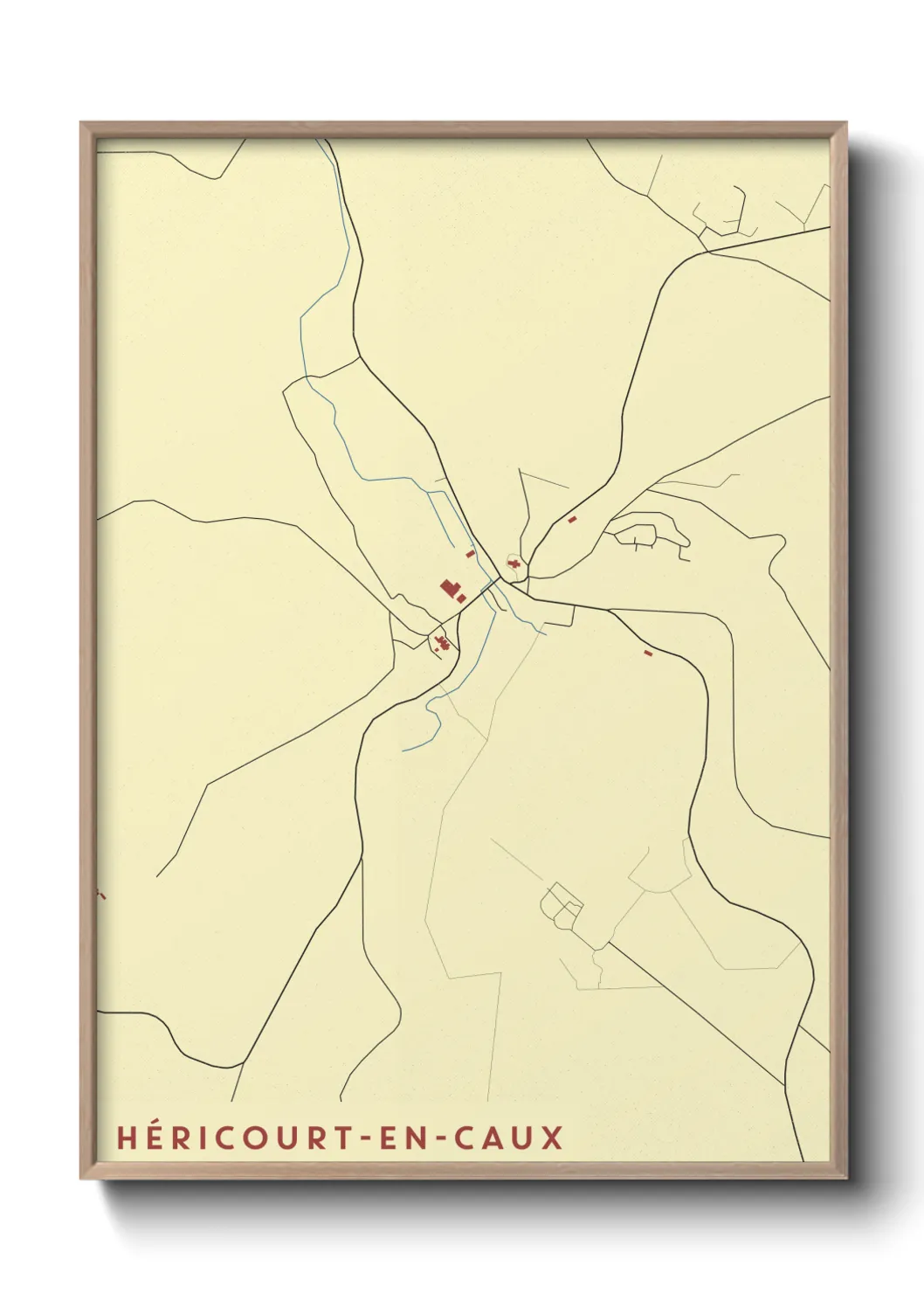 Une affiche de carte sur Héricourt-en-Caux