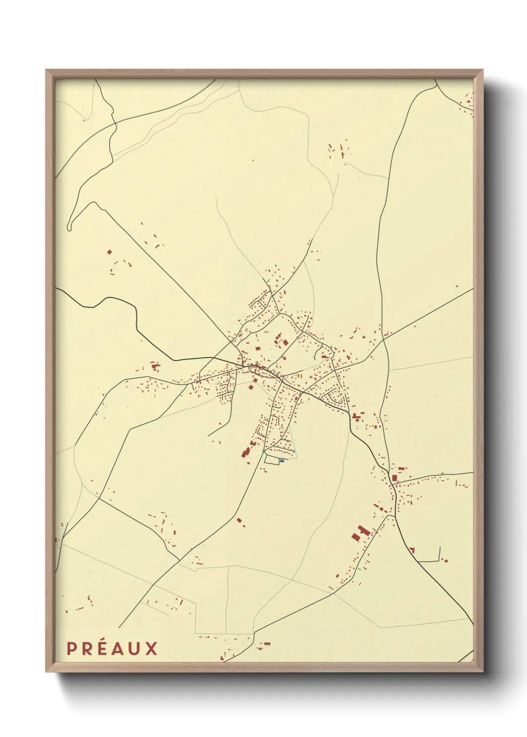 Une affiche de carte sur Préaux