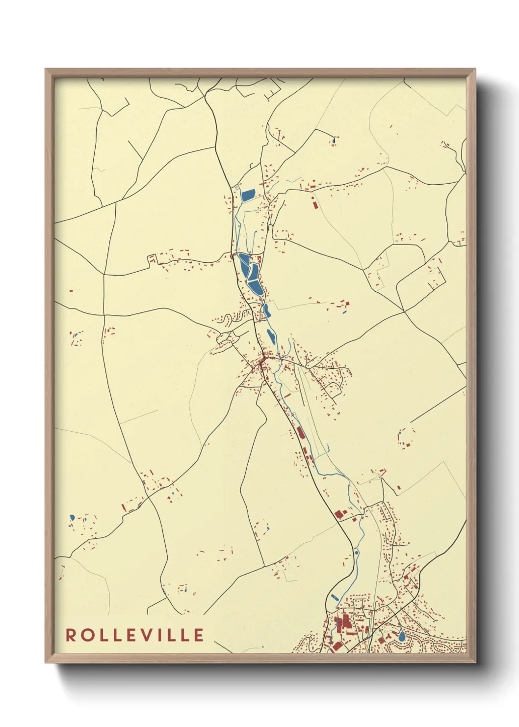 Une affiche de carte sur Rolleville