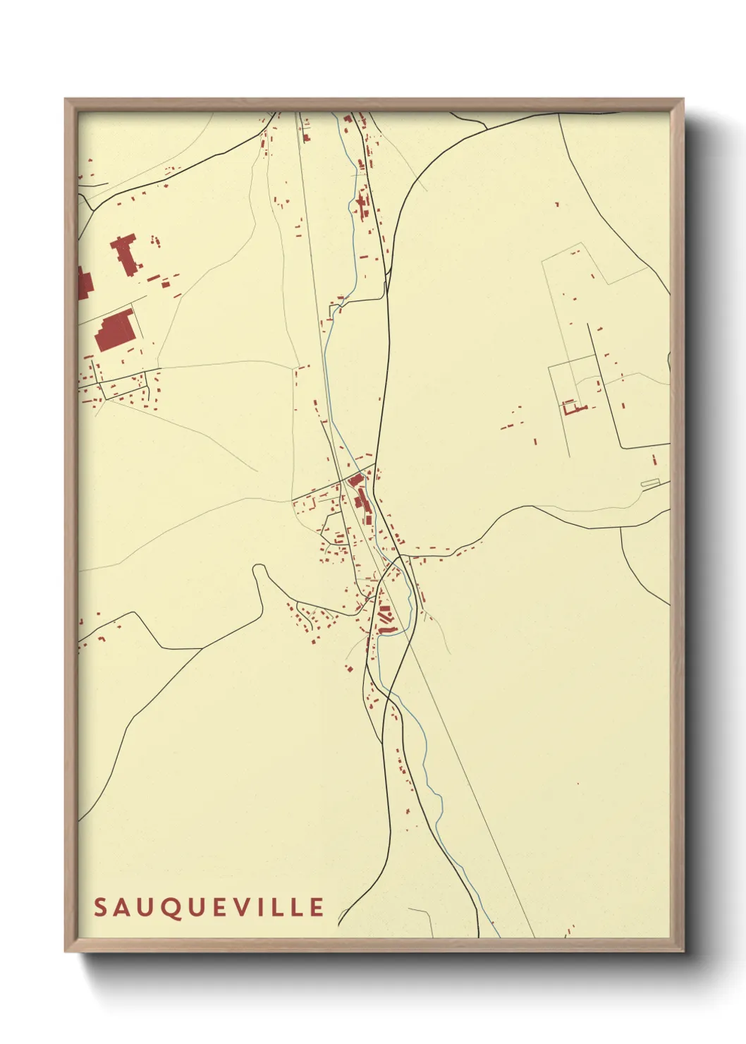 Une affiche de carte sur Sauqueville